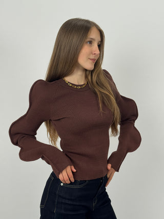 Maglia Butterfly a Costine Marrone