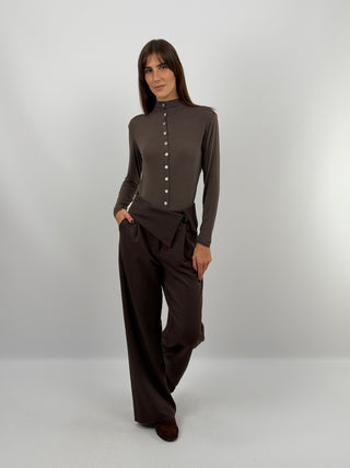 Pull Cachemire Ultralight avec Boutons Marron