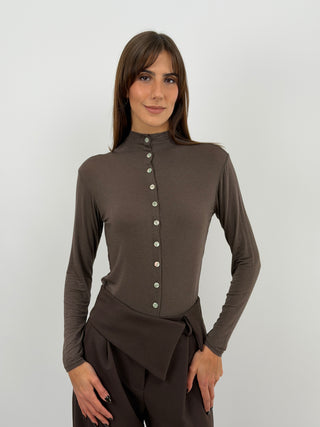 Pull Cachemire Ultralight avec Boutons Marron