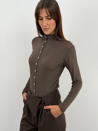 Pull Cachemire Ultralight avec Boutons Marron