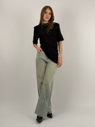 T-Shirt Arricciata Nera Lumina