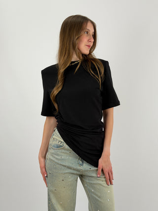 T-Shirt Arricciata Nera Lumina