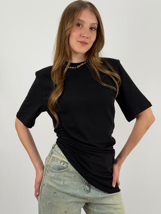 T-Shirt Arricciata Nera Lumina