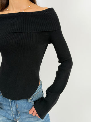 Maglia con Spalle Scoperte Nera