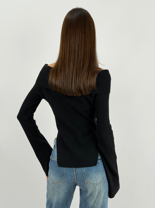 Maglia con Spalle Scoperte Nera