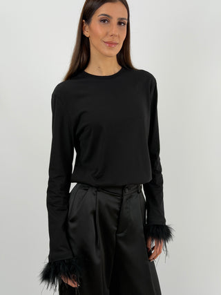 Maglia Lumina con Piume Nera
