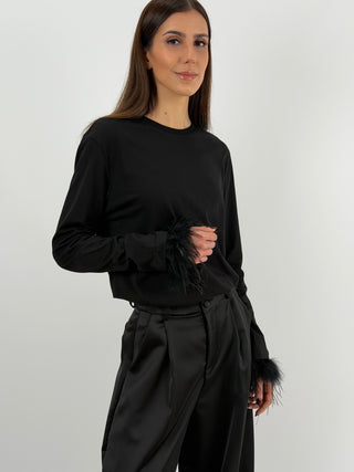 Maglia Lumina con Piume Nera