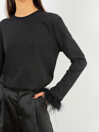 Maglia Lumina con Piume Nera