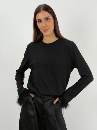 Maglia Lumina con Piume Nera