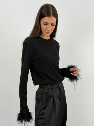 Maglia Lumina con Piume Nera