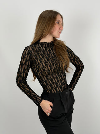 Maglia in Pizzo Nera