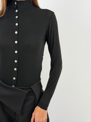 Pull Cachemire Ultralight avec Boutons Noir
