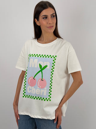 T-Shirt Over con Stampa Mon Cheri