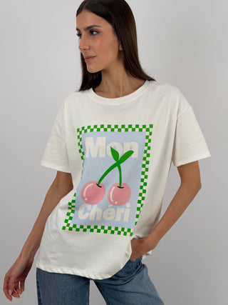T-Shirt Over con Stampa Mon Cheri