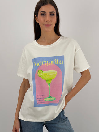 T-Shirt Over con Stampa Margarita