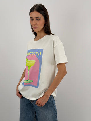 T-Shirt Over con Stampa Margarita