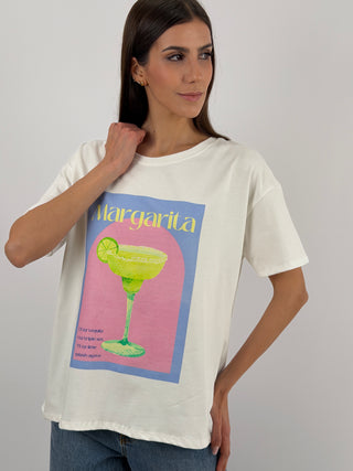 T-Shirt Over con Stampa Margarita