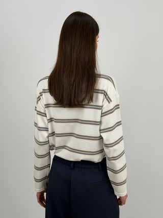 Cream Striped Sweater with Collar