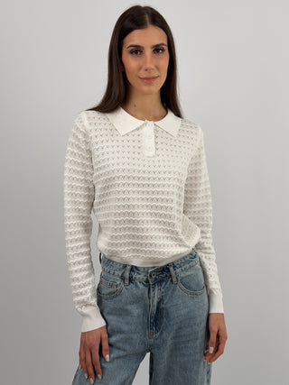 Maglia con Colletto Bianca