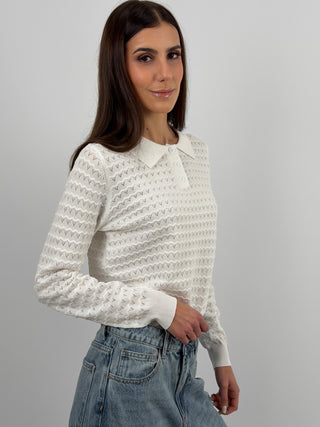 Maglia con Colletto Bianca