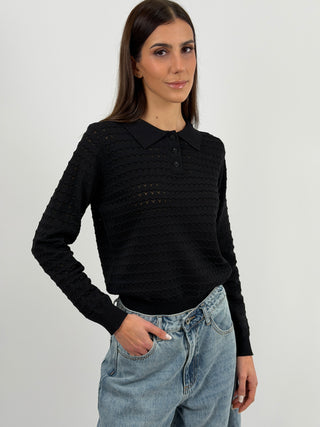 Maglia con Colletto Nera