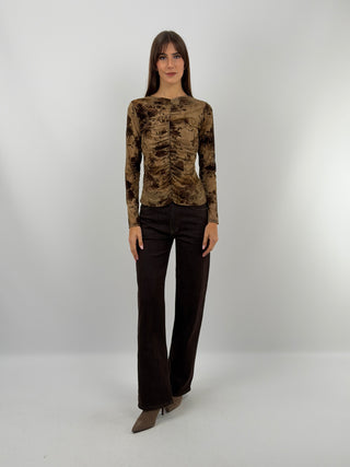 Mustard Velvet Patterned Top