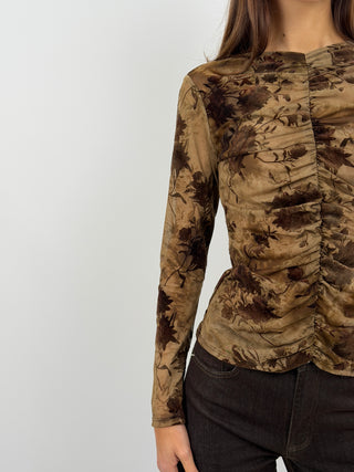 Mustard Velvet Patterned Top