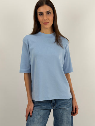 T-Shirt in Cotone con Manica Ampia Azzurra