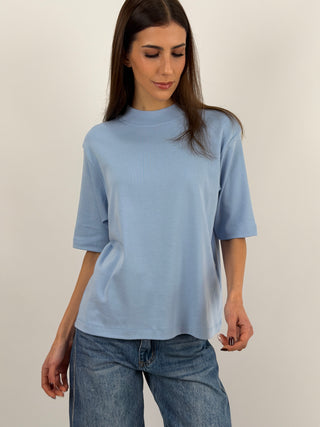 T-Shirt in Cotone con Manica Ampia Azzurra