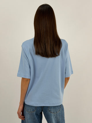 T-Shirt in Cotone con Manica Ampia Azzurra