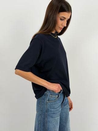Black Wide Sleeve Cotton T-Shirt
