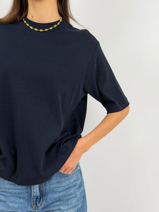 Black Wide Sleeve Cotton T-Shirt