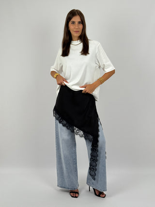 T-Shirt in Cotone con Manica Ampia Bianca