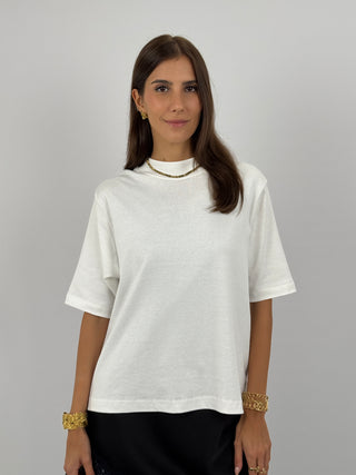 T-Shirt in Cotone con Manica Ampia Bianca