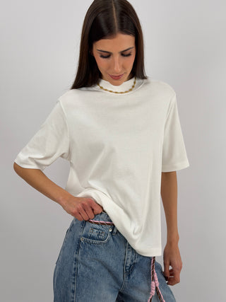 T-Shirt in Cotone con Manica Ampia Bianca