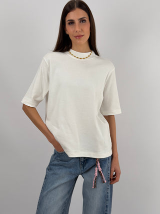 T-Shirt in Cotone con Manica Ampia Bianca