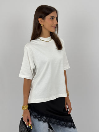T-Shirt in Cotone con Manica Ampia Bianca