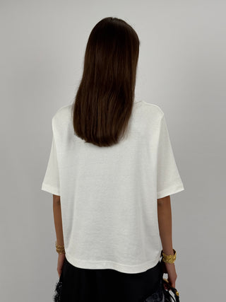 T-Shirt in Cotone con Manica Ampia Bianca