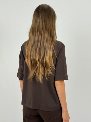 T-Shirt in Cotone con Manica Ampia Marrone