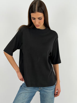 T-Shirt in Cotone con Manica Ampia Nera