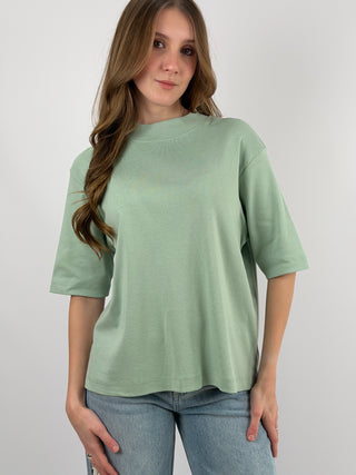 T-Shirt in Cotone con Manica Ampia Verde Salvia
