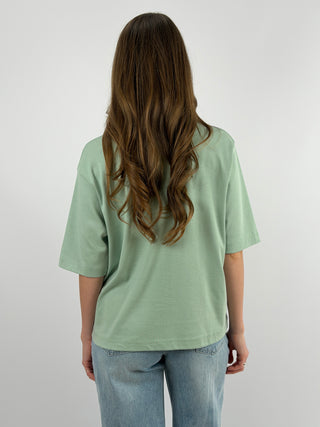 T-Shirt in Cotone con Manica Ampia Verde Salvia
