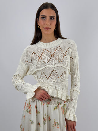 Pullover Traforato Bianco