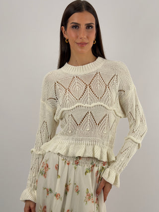 Pullover Traforato Bianco