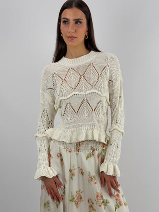 Pullover Traforato Bianco
