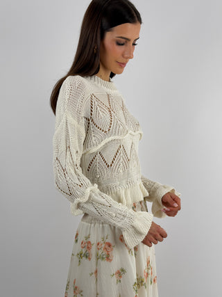 Pullover Traforato Bianco