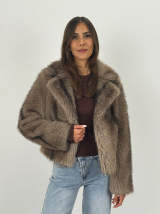 Pelliccia con Collo Ampio Mont Blanc Tortora