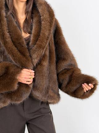 Pelliccia Ampia con Cappuccio Chamonix Marrone