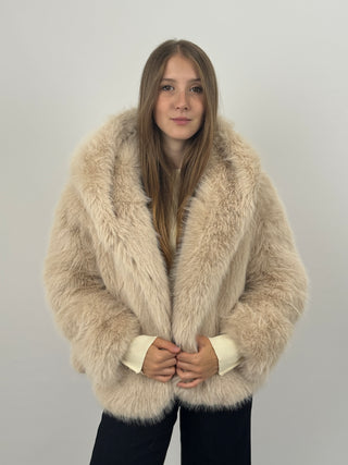 Pelliccia con Cappuccio Cortina Miele