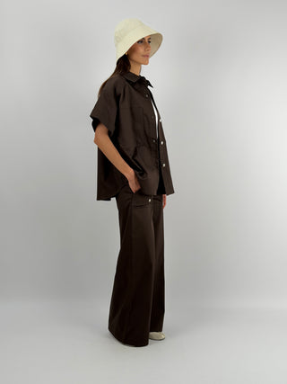 Overshirt Marrone con Bottoni Lumina